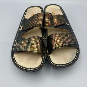 Alegria Women's Size 37/7US Black Metallic Multi Color Strappy Comfort Sandals